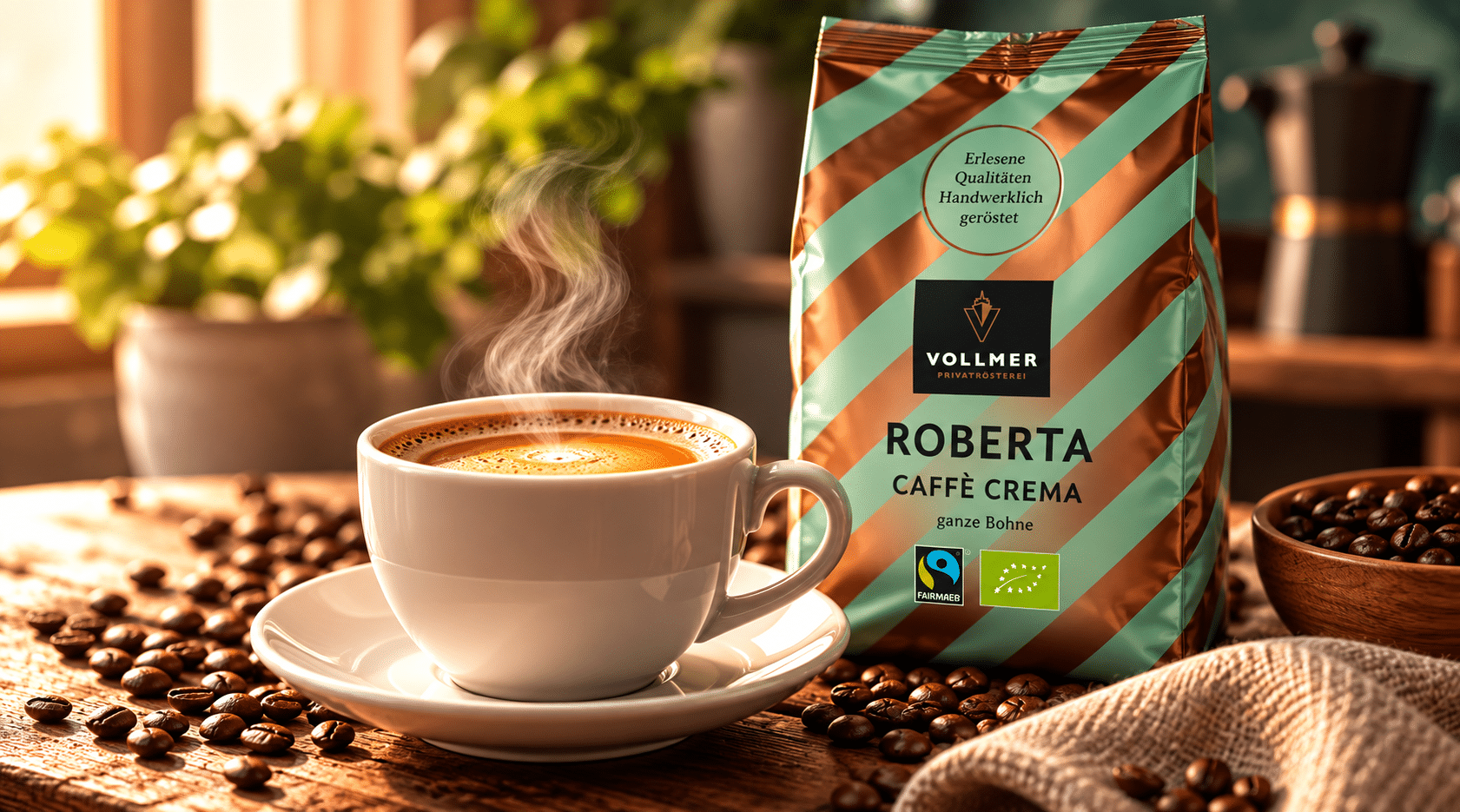 Kaffee-Morgen mit Vollmer Roberta Rohkaffeebohnen bei der Aufbereitung